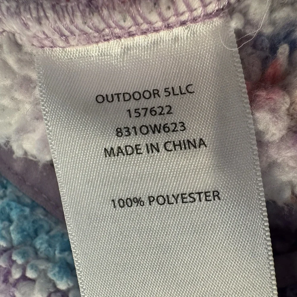 Eddie Bauer Kids Quest Plush Fleece Hooded Jacket Girls Size M Purple Fair Isle